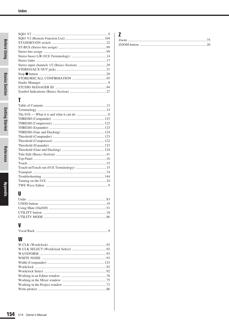 Yamaha DIGITAL MIXING STUDIO 01X User Manual | Page 154 / 156