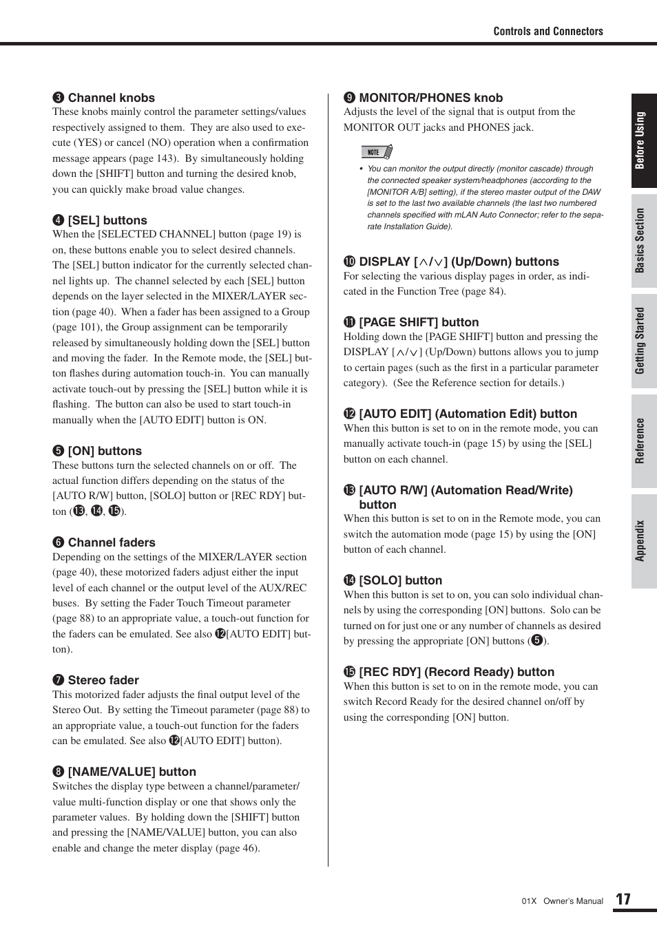 Yamaha DIGITAL MIXING STUDIO 01X User Manual | Page 17 / 156