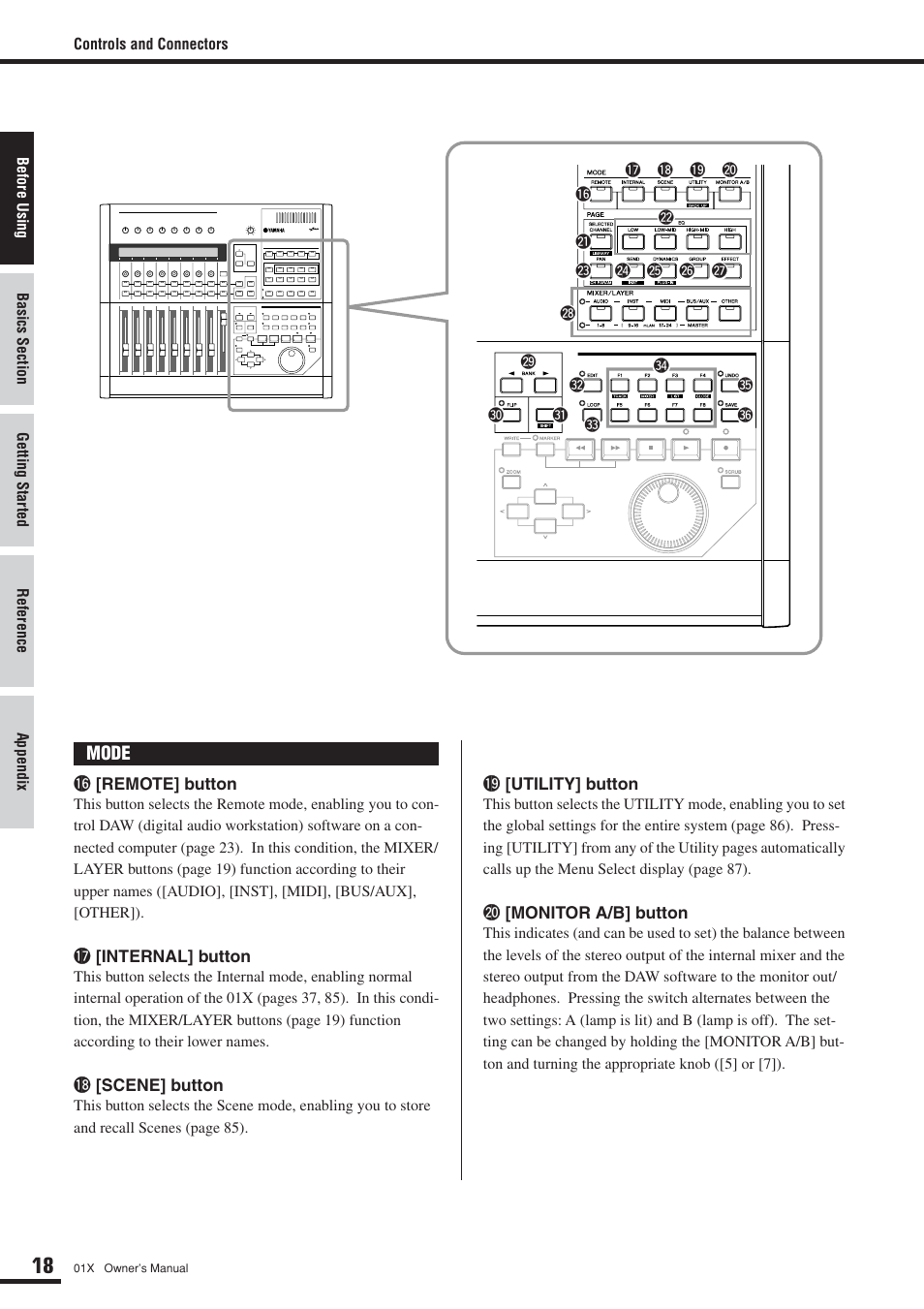 Yamaha DIGITAL MIXING STUDIO 01X User Manual | Page 18 / 156