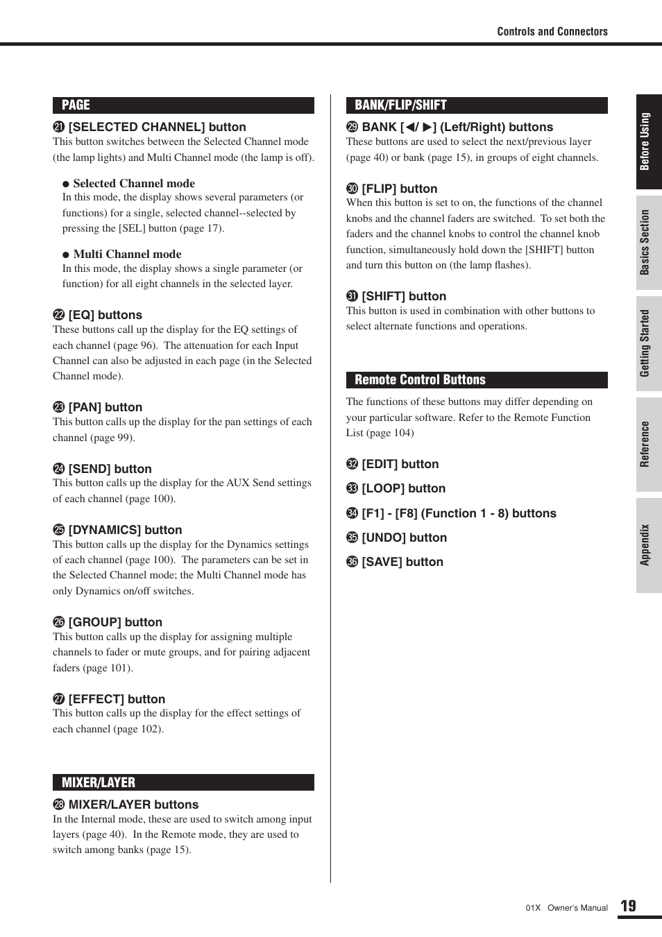 Yamaha DIGITAL MIXING STUDIO 01X User Manual | Page 19 / 156