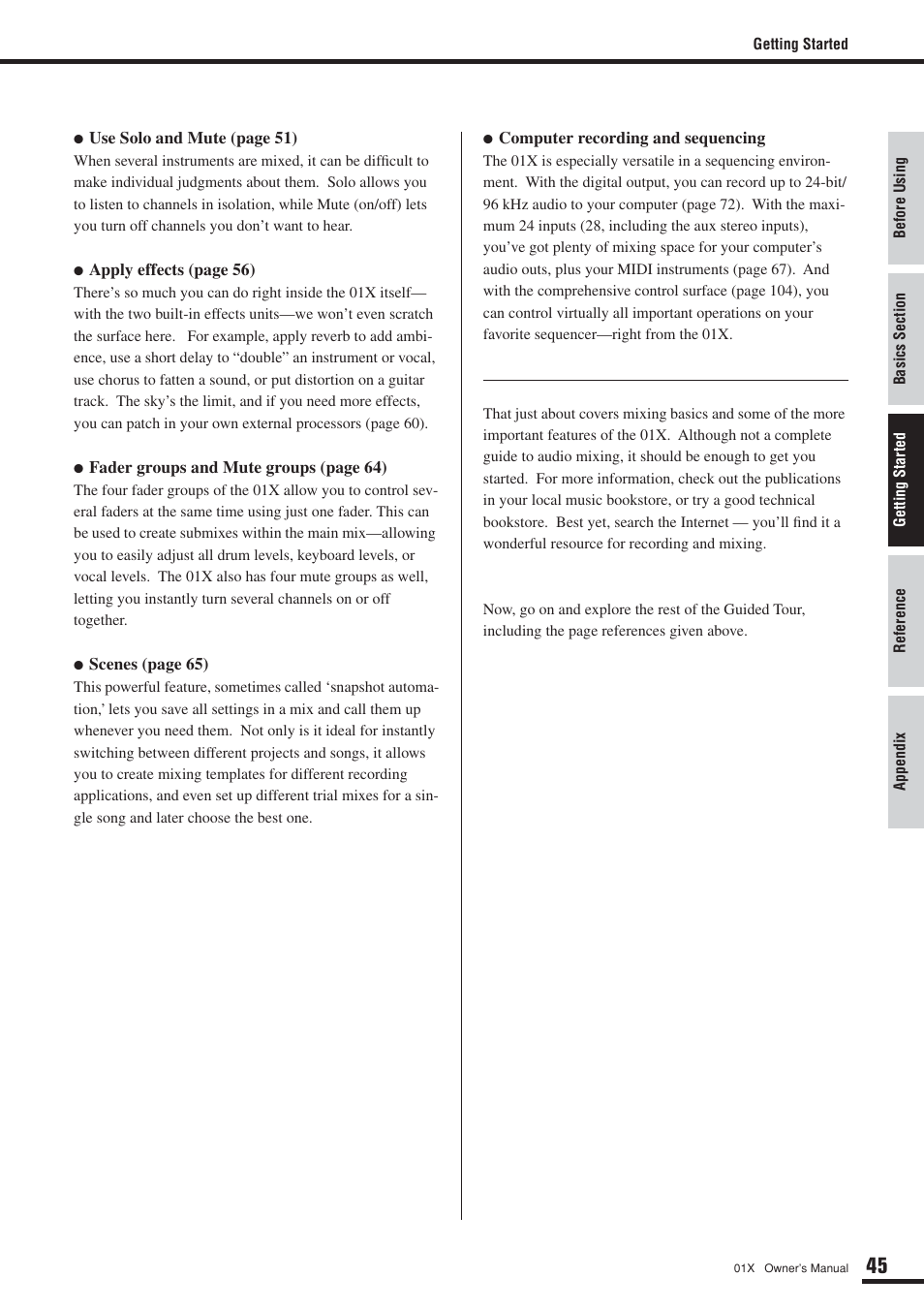 Yamaha DIGITAL MIXING STUDIO 01X User Manual | Page 45 / 156