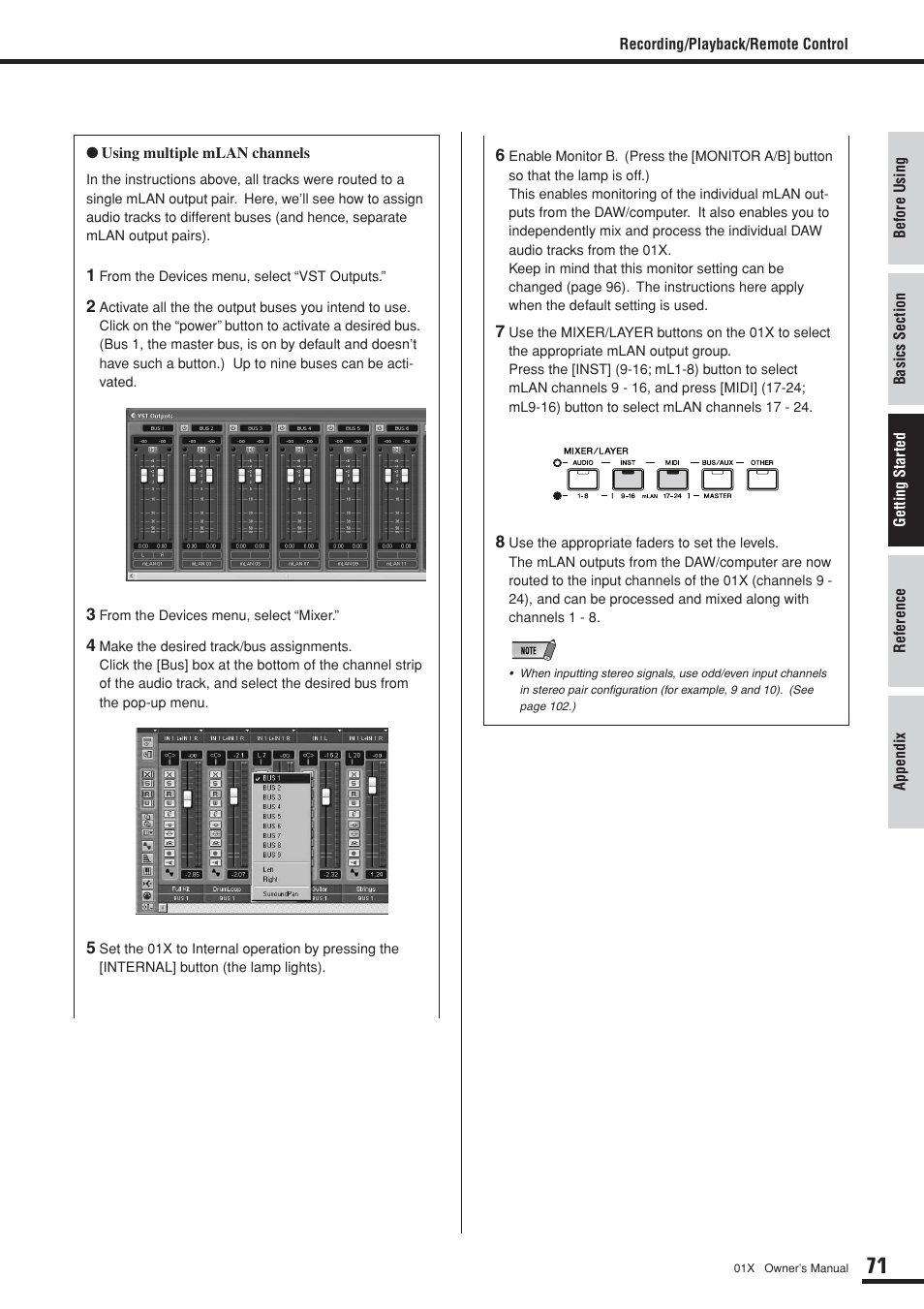 Yamaha DIGITAL MIXING STUDIO 01X User Manual | Page 71 / 156