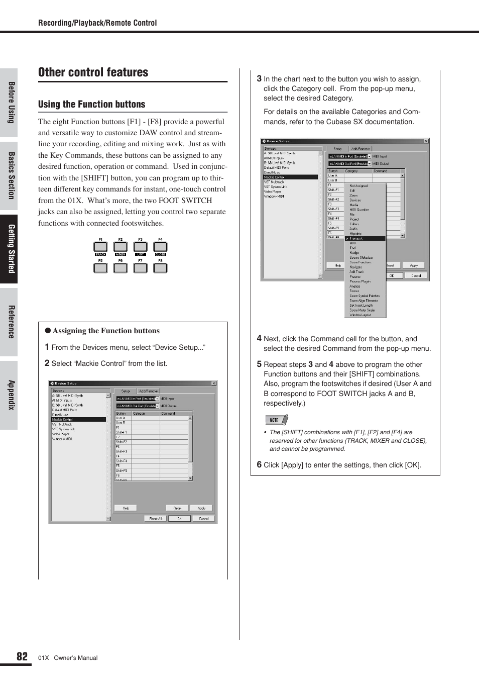 Other control features | Yamaha DIGITAL MIXING STUDIO 01X User Manual | Page 82 / 156