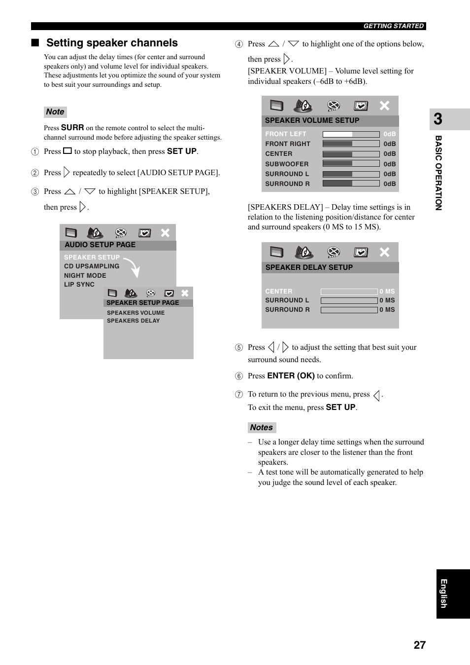 Setting speaker channels | Yamaha DVX-S301 User Manual | Page 32 / 65