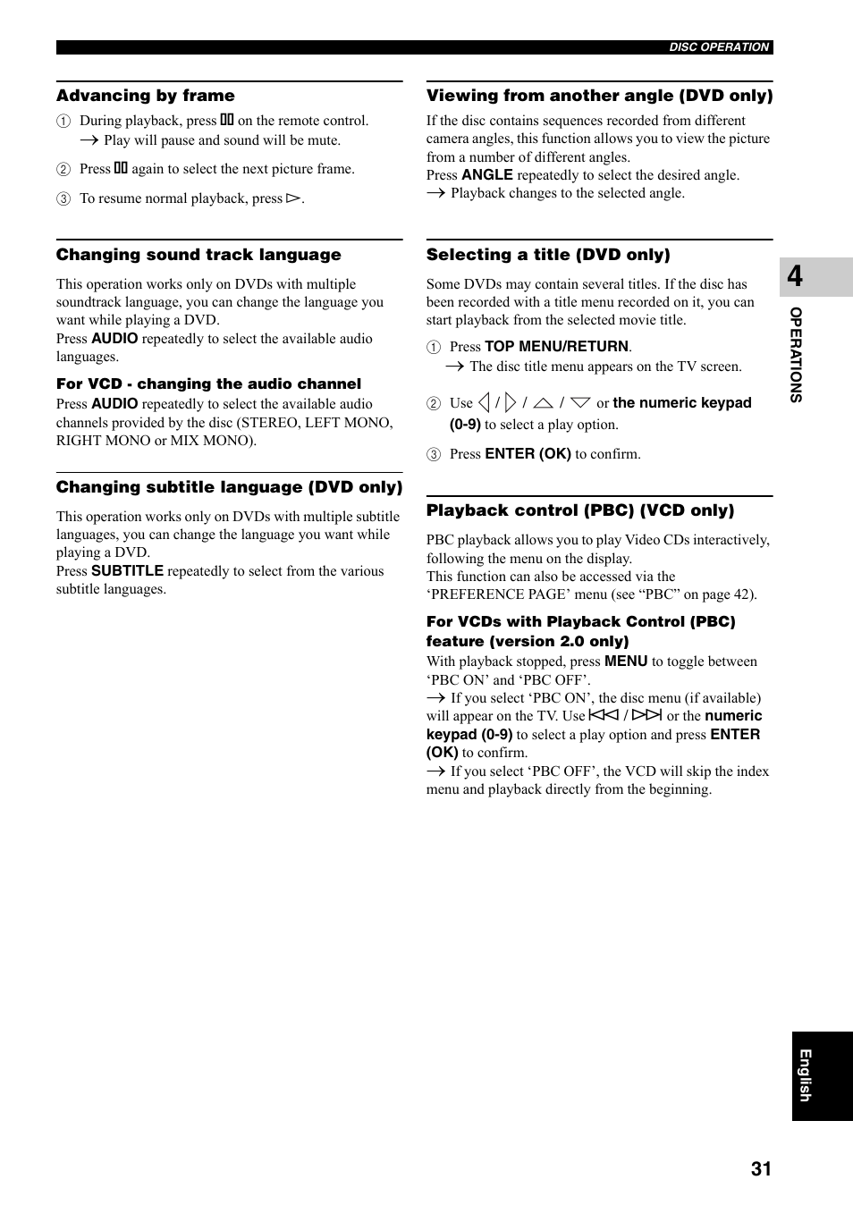 Yamaha DVX-S301 User Manual | Page 36 / 65