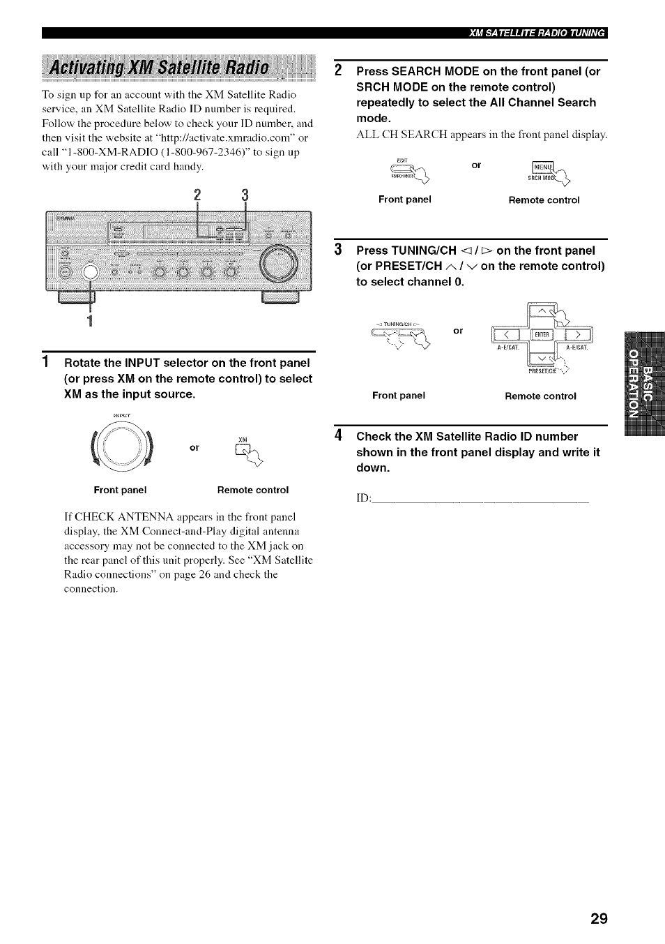 Activating xm satellite radio | Yamaha RX-497 User Manual | Page 33 / 53