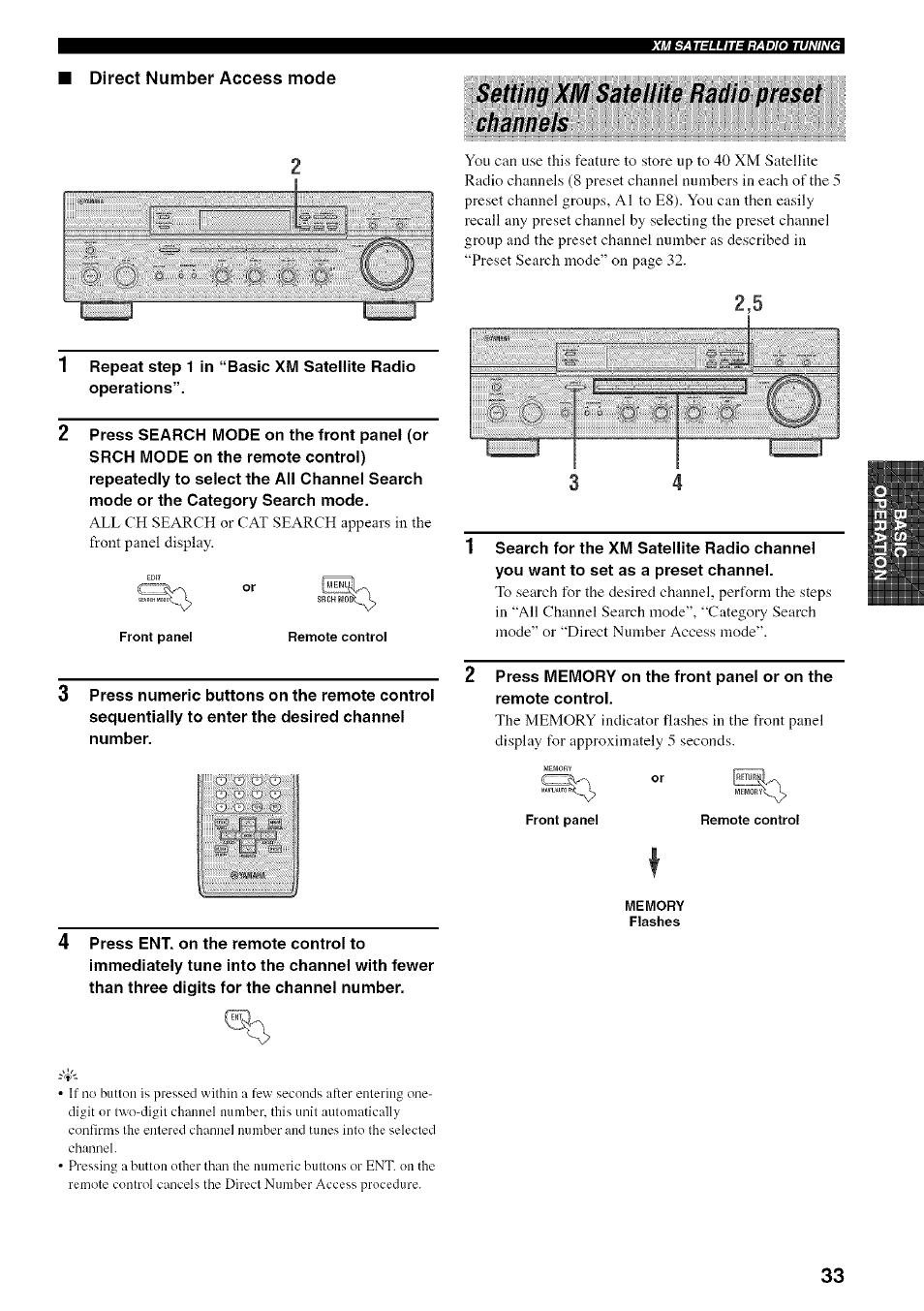 Setting xm satellite radio preset channels | Yamaha RX-497 User Manual | Page 37 / 53