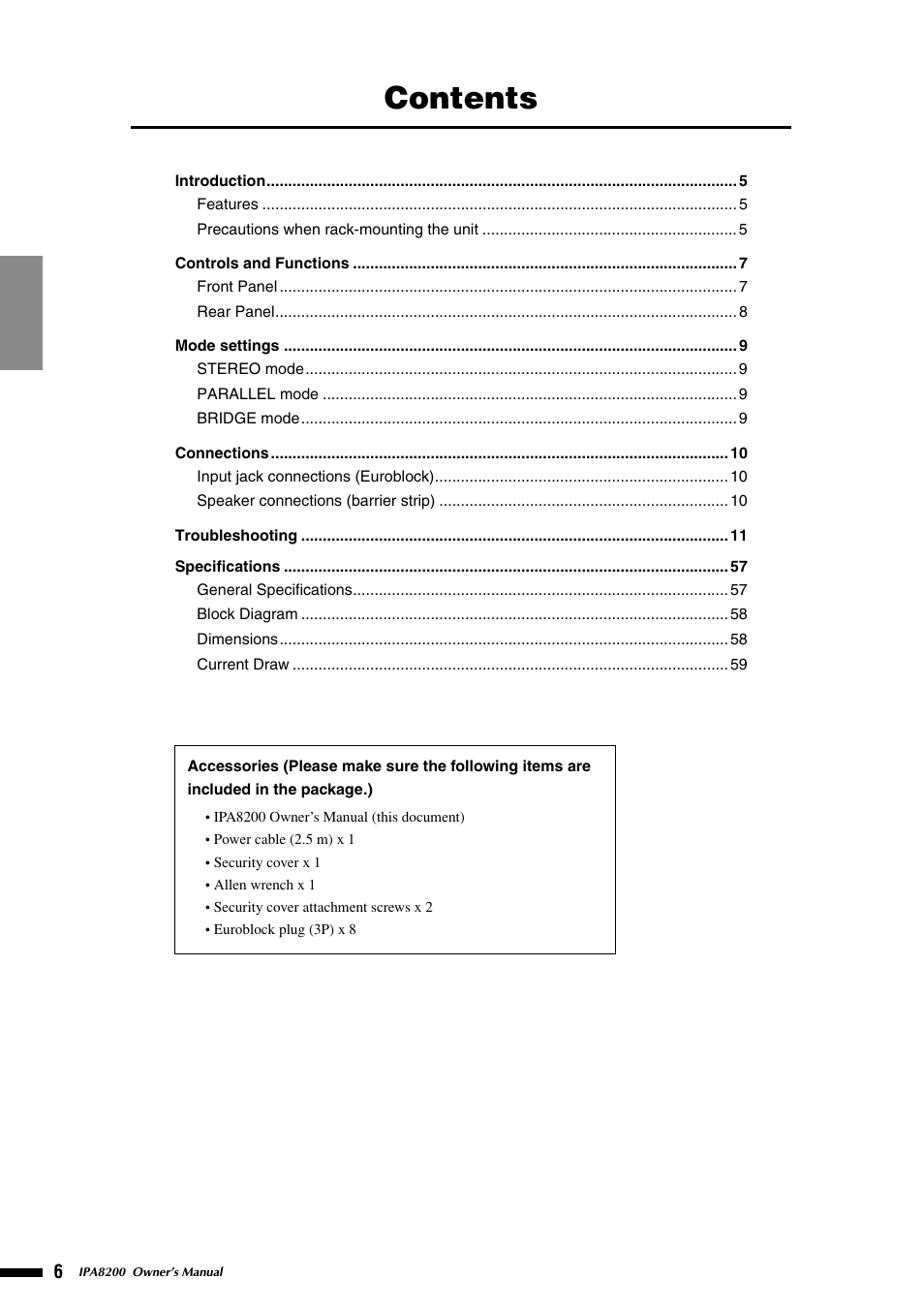 Yamaha IPA8200 User Manual | Page 6 / 19