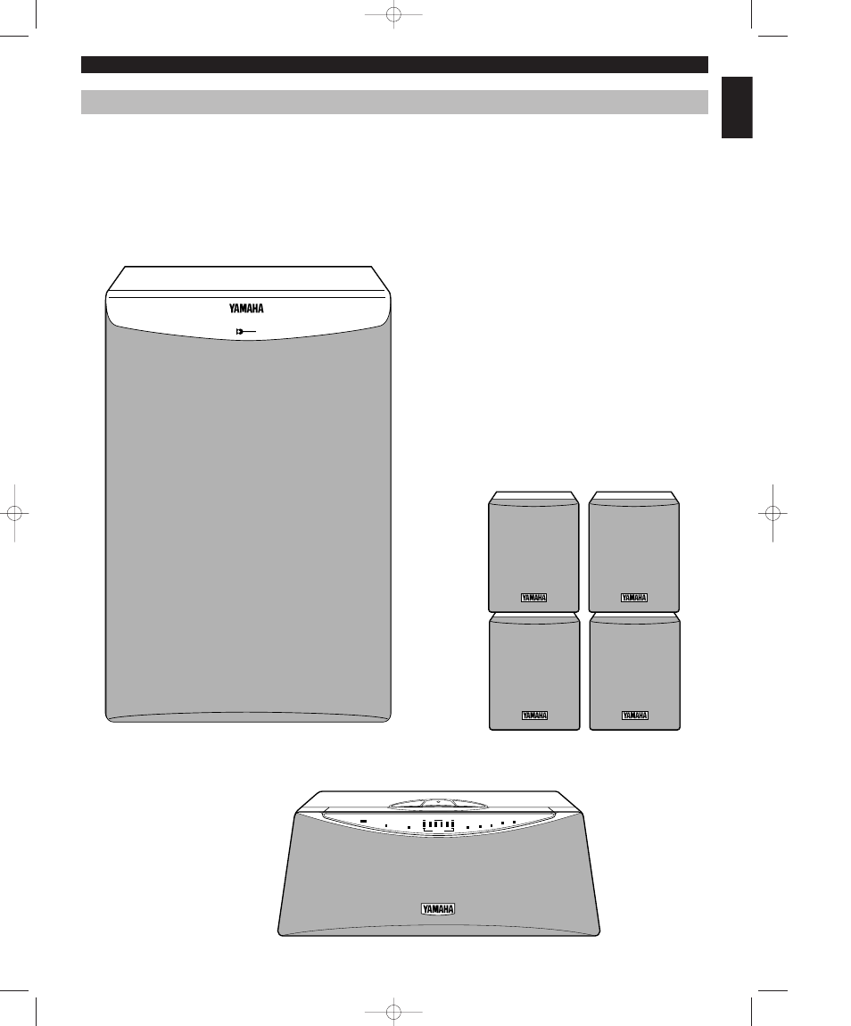 Outline of this system, System configuration, E-5 english | Standby/on input program, Full-range speakers), Front and rear speakers | Yamaha AV-S7 User Manual | Page 9 / 29