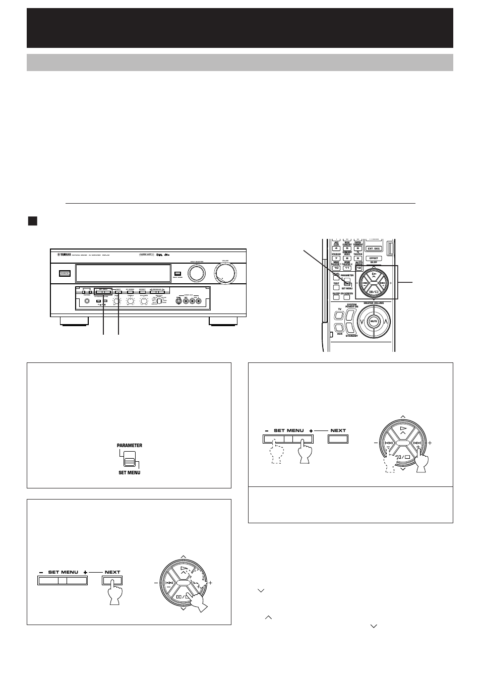 Advanced features, Set menu” mode, Changes and adjustments | Speaker set, Dlby dgtl set, Dts set, 2a. lfe level 2b. d-range, 3a. lfe level, Set to “set menu | Yamaha DSP-A2 User Manual | Page 52 / 78