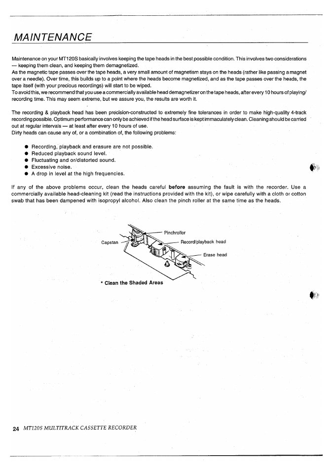 Maintenance | Yamaha MT120S User Manual | Page 26 / 81