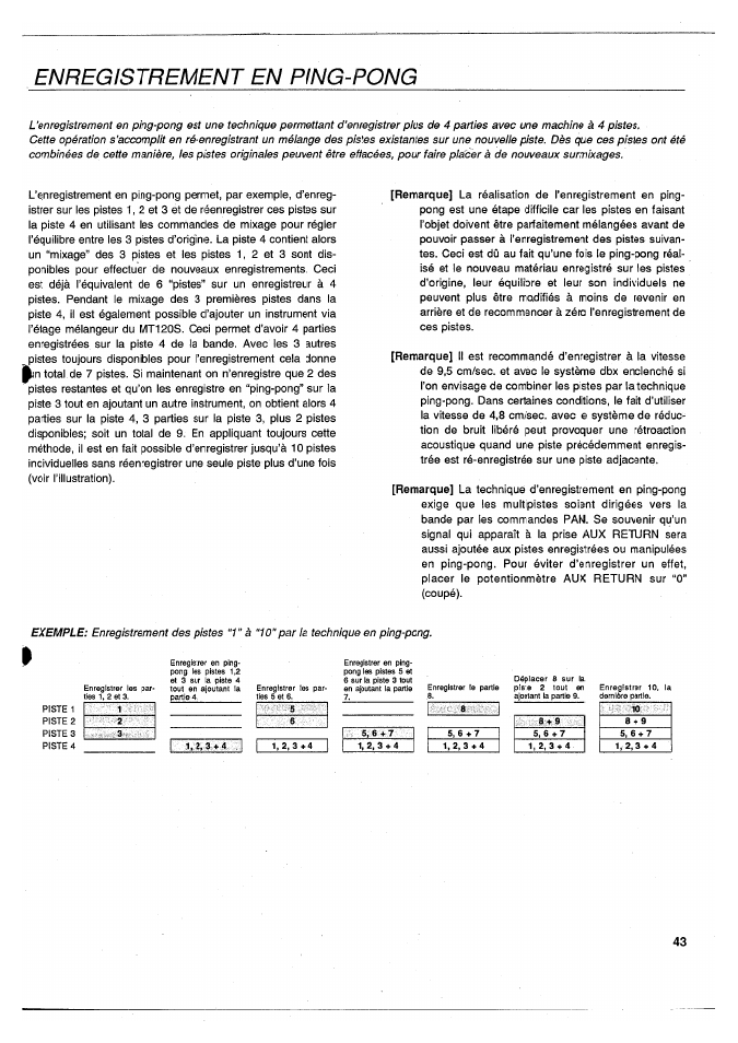 Enregistrement en ping-pong | Yamaha MT120S User Manual | Page 44 / 81