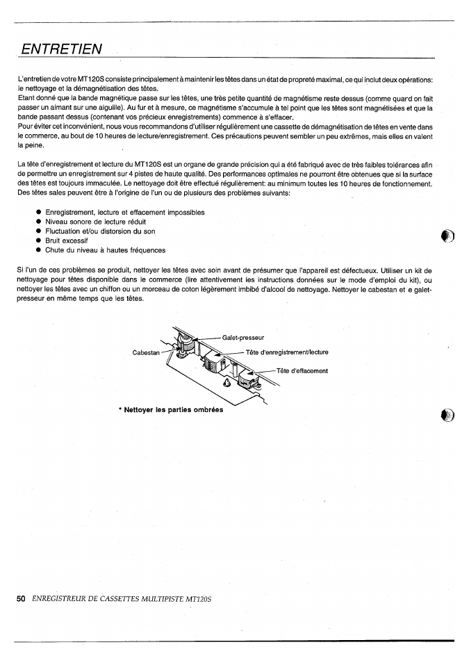 Entretien | Yamaha MT120S User Manual | Page 51 / 81