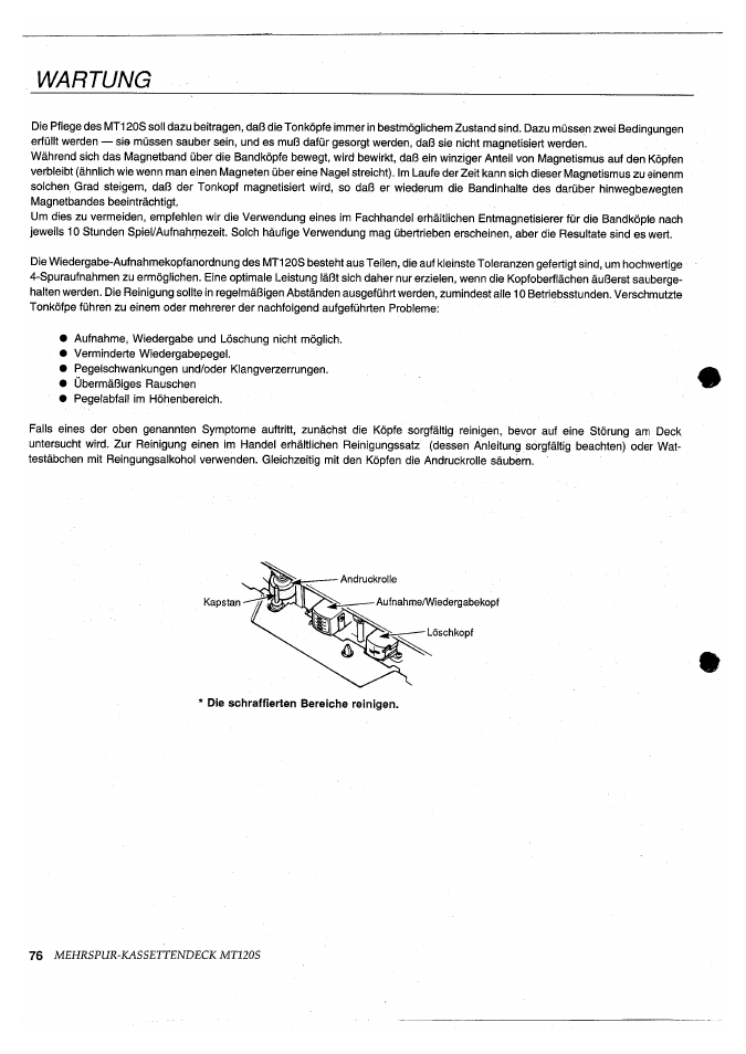 Wartung | Yamaha MT120S User Manual | Page 76 / 81