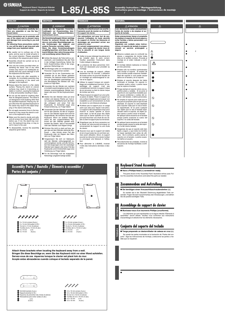 Yamaha L-85S User Manual | 2 pages