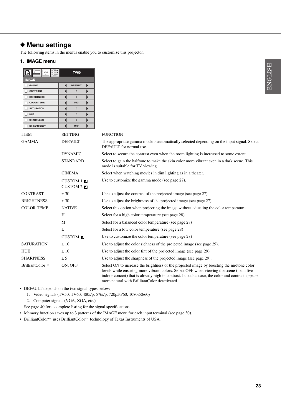 Menu settings | Yamaha DPX-830 User Manual | Page 27 / 46