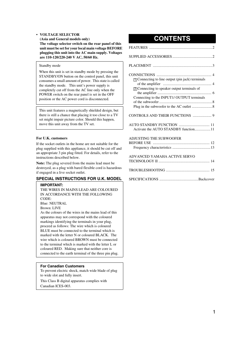 Yamaha YST-SW325 User Manual | Page 5 / 20