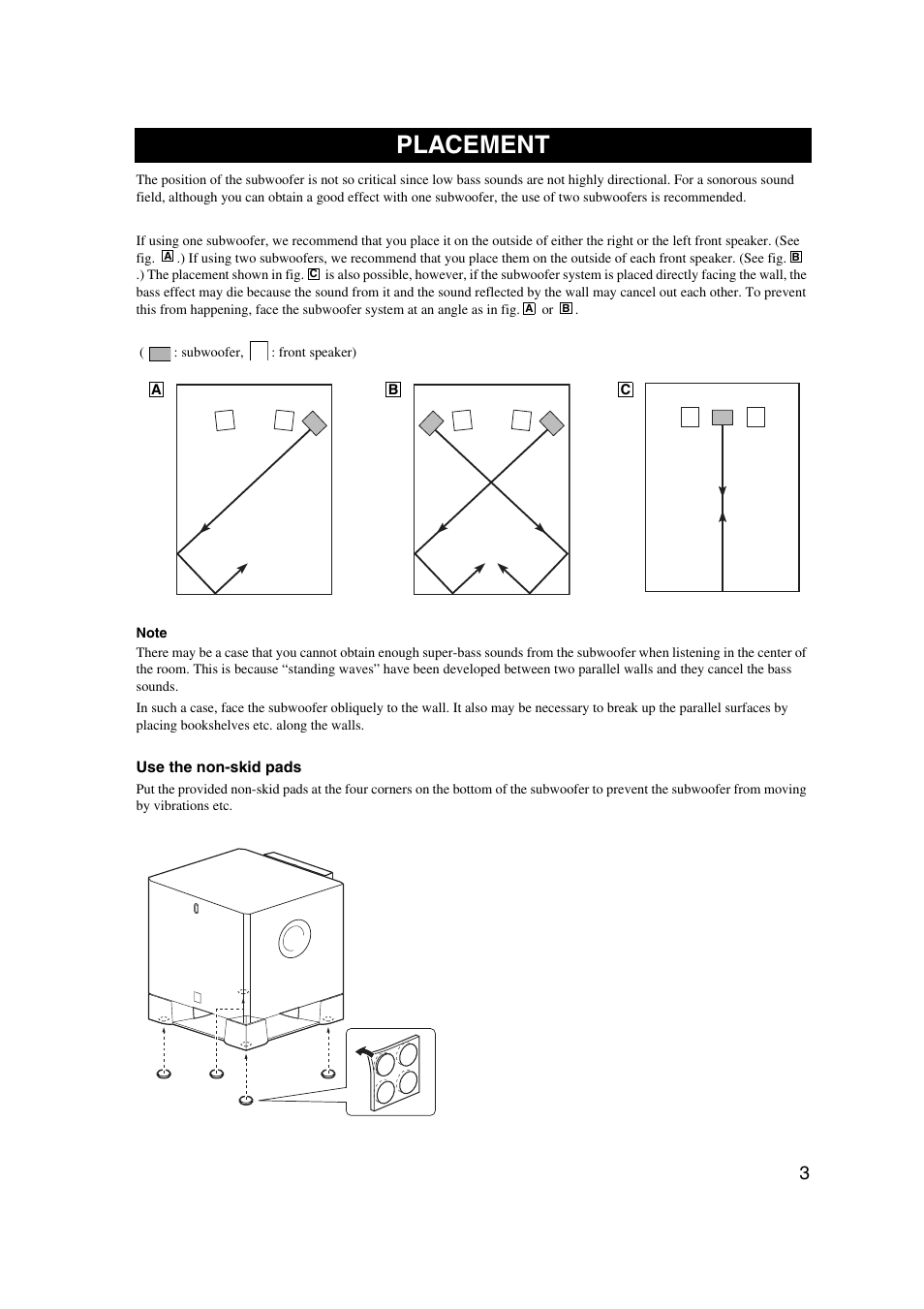 Placement | Yamaha YST-SW325 User Manual | Page 7 / 20