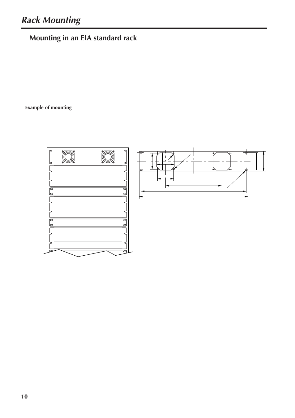 Rack mounting, Mounting in an eia standard rack | Yamaha XS250 User Manual | Page 10 / 15