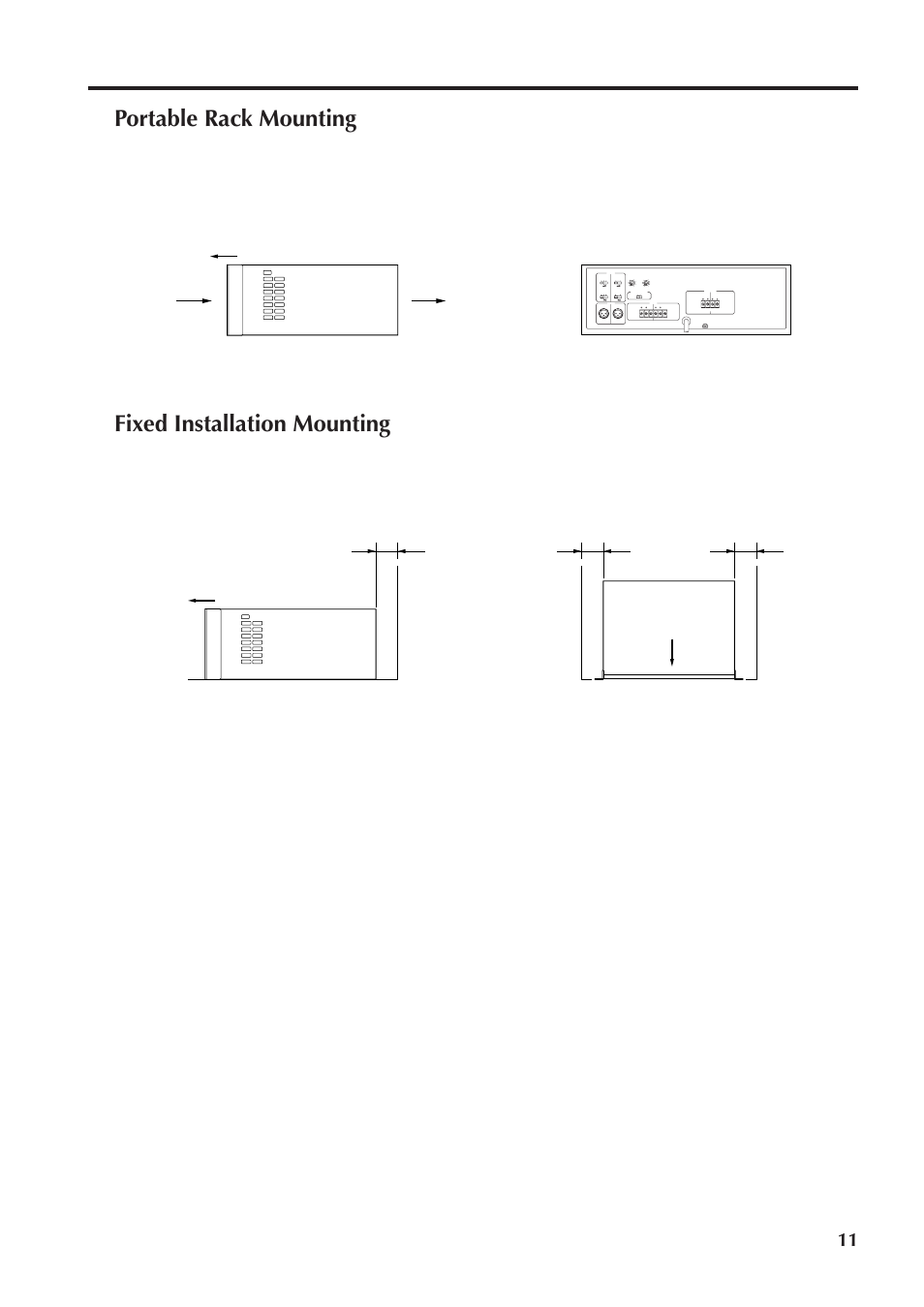Portable rack mounting, Fixed installation mounting | Yamaha XS250 User Manual | Page 11 / 15