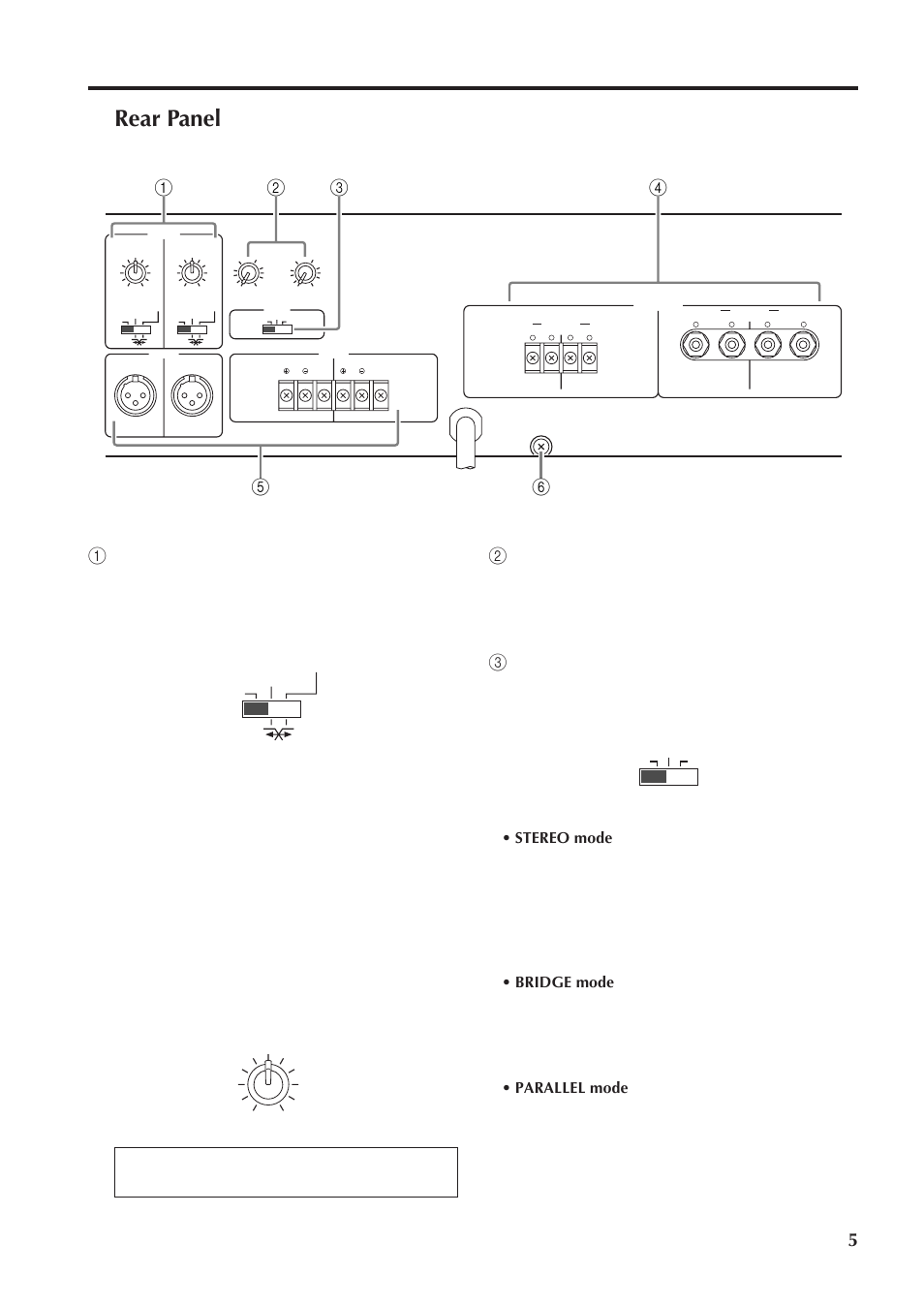 Rear panel | Yamaha XS250 User Manual | Page 5 / 15