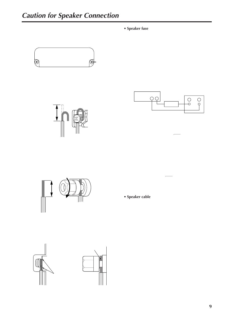 Caution for speaker connection | Yamaha XS250 User Manual | Page 9 / 15