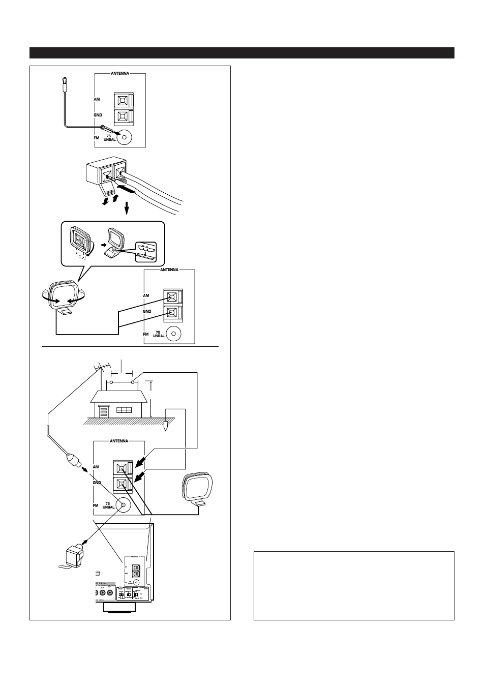 Connections, Antenna connection, 1) supplied fm antenna | 2) supplied am loop antenna, 3) external fm antenna, 4) external am antenna | Yamaha EM-202VCD User Manual | Page 16 / 51