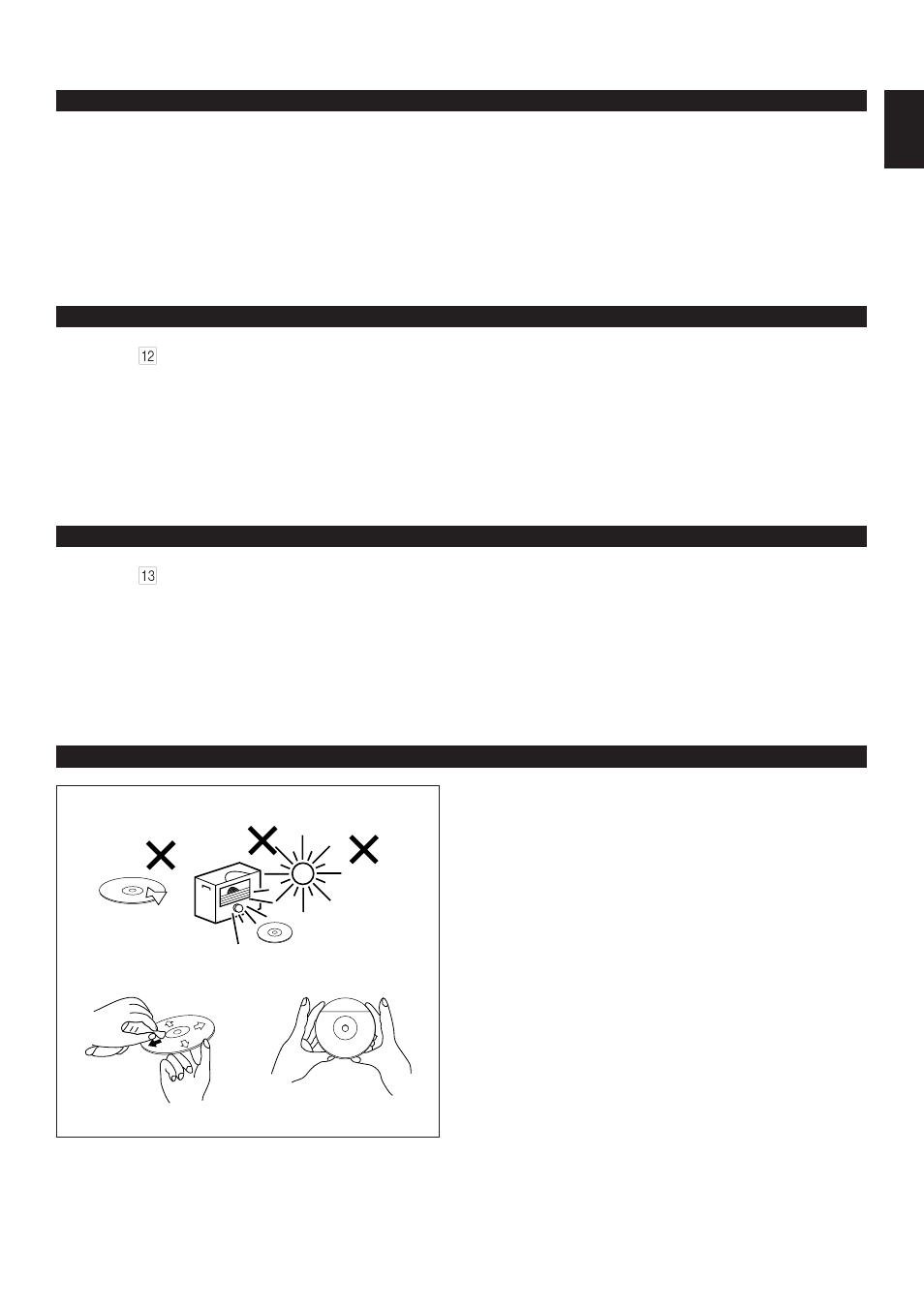 Adjusting brightness of the display, Volume control, Listening with headphones | Care of video cds (cds) | Yamaha EM-202VCD User Manual | Page 19 / 51