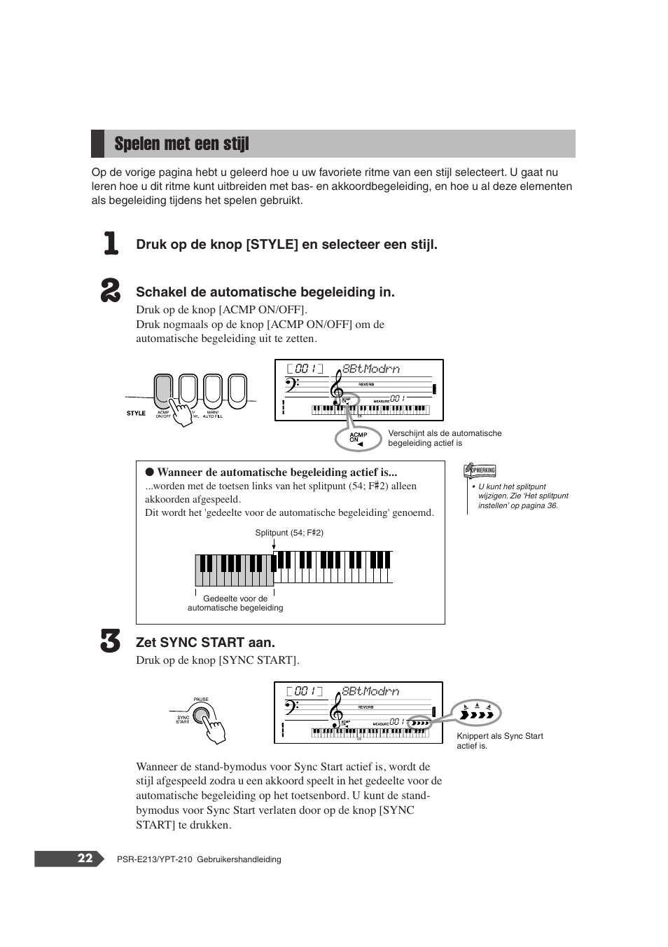 Spelen met een stijl | Yamaha Portatone PSR-E213 User Manual | Page 22 / 72