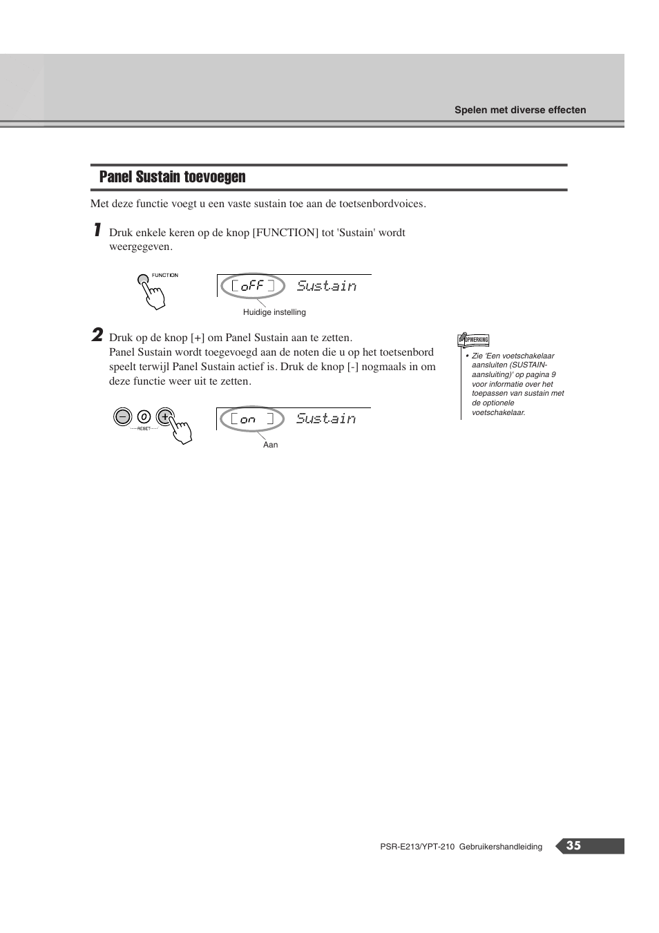 Panel sustain toevoegen | Yamaha Portatone PSR-E213 User Manual | Page 35 / 72