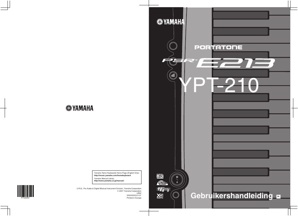 Gebruikershandleiding | Yamaha Portatone PSR-E213 User Manual | Page 72 / 72