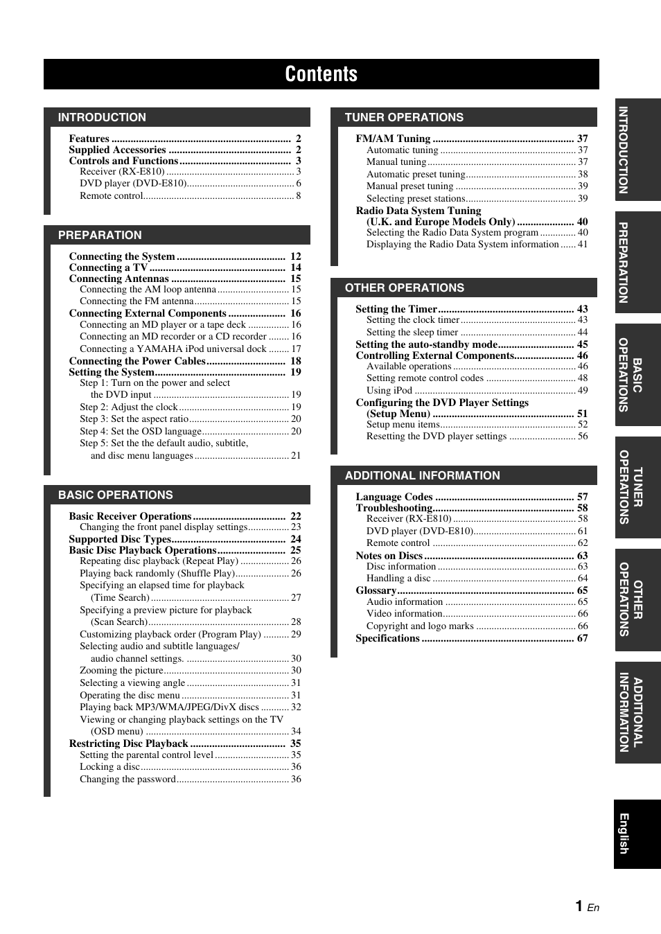 Yamaha MCR-E810 User Manual | Page 5 / 72