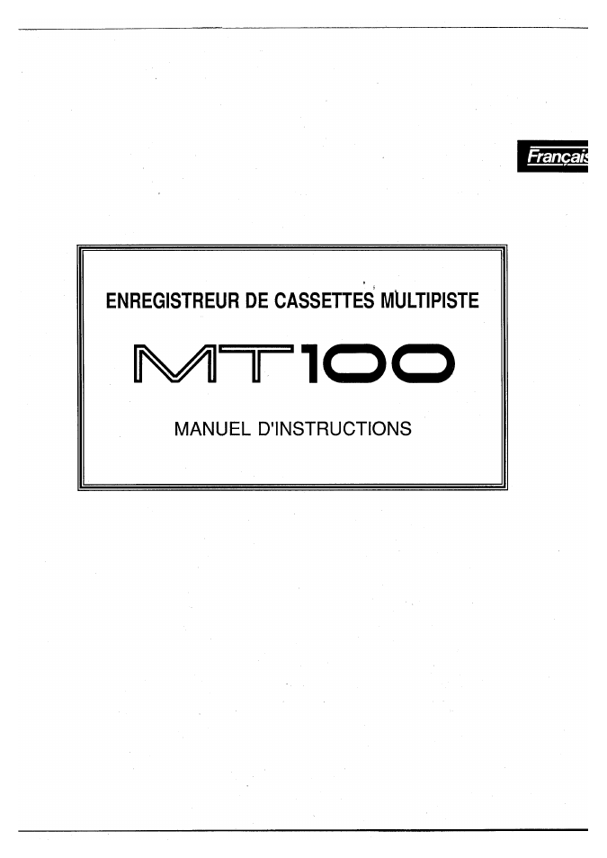 Manuel d'instructions | Yamaha MT100 User Manual | Page 23 / 68