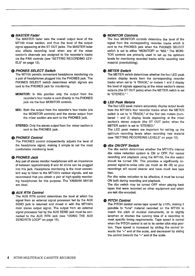 Mtioo multitrack cassette recorder | Yamaha MT100 User Manual | Page 6 / 68