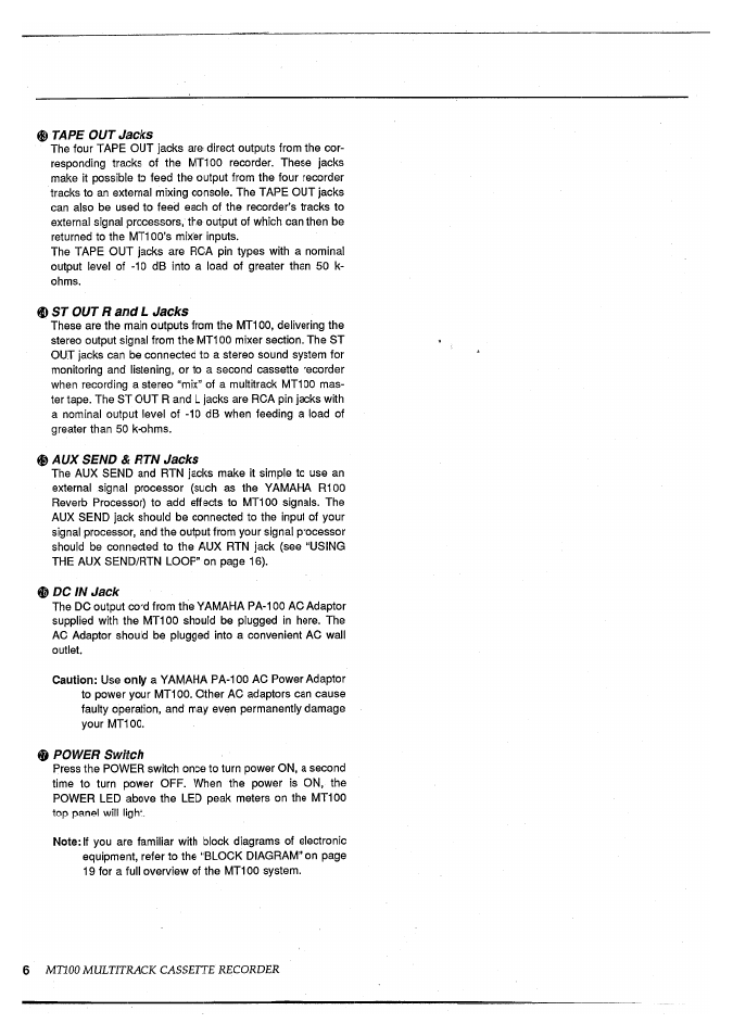 Mtioo multitrack cassette recorder | Yamaha MT100 User Manual | Page 8 / 68