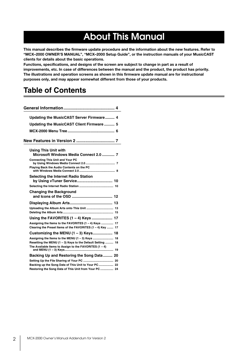 Yamaha MCX-2000 User Manual | Page 2 / 25