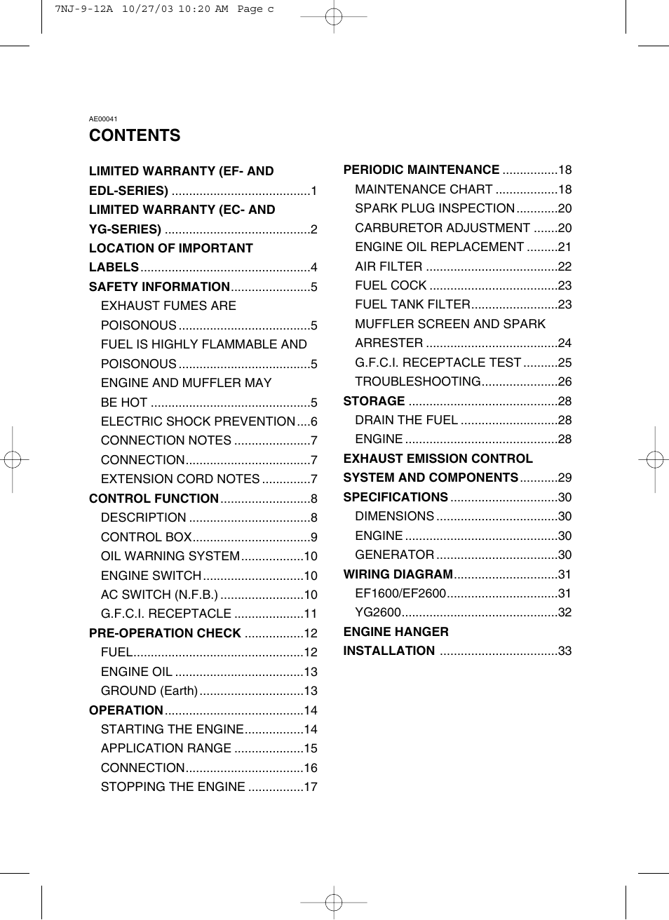 Yamaha EF1600 User Manual | Page 5 / 41