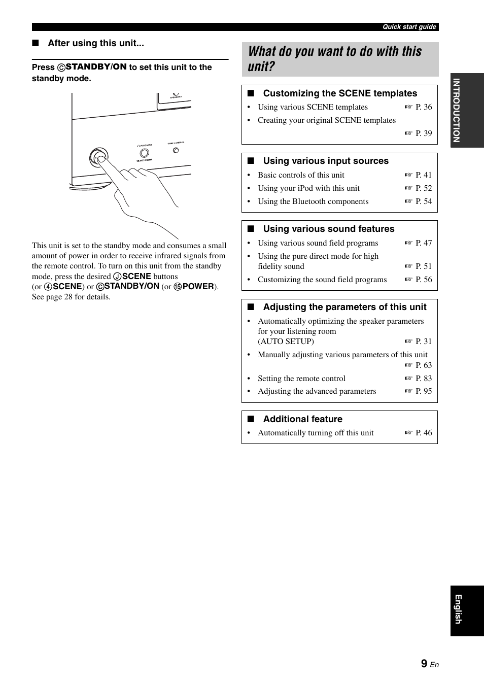 What do you want to do with this unit | Yamaha DSP-AX863SE User Manual | Page 11 / 126