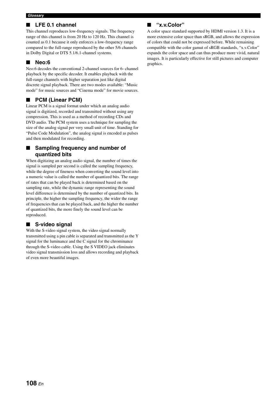 Yamaha DSP-AX863SE User Manual | Page 110 / 126