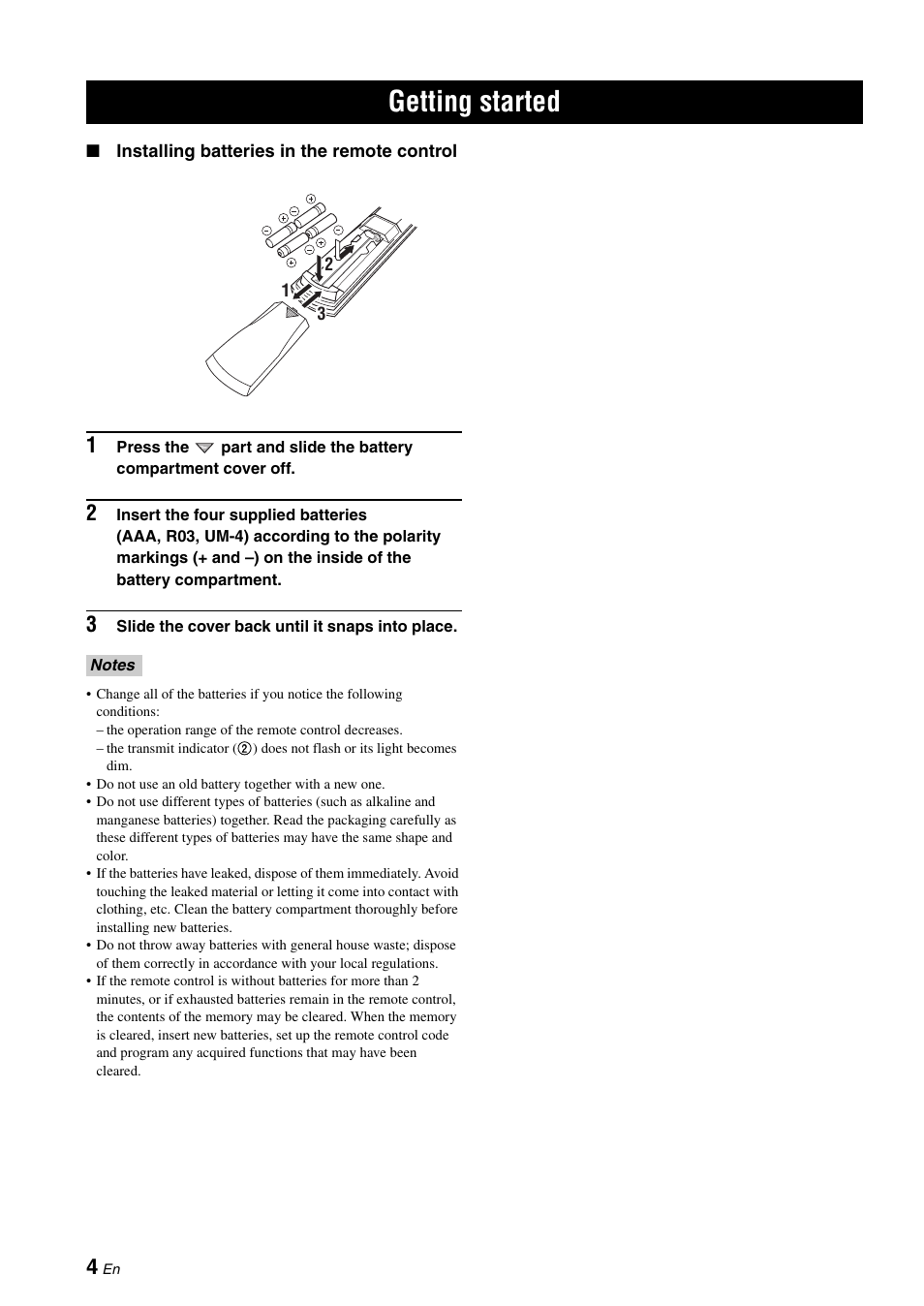 Getting started | Yamaha DSP-AX863SE User Manual | Page 6 / 126