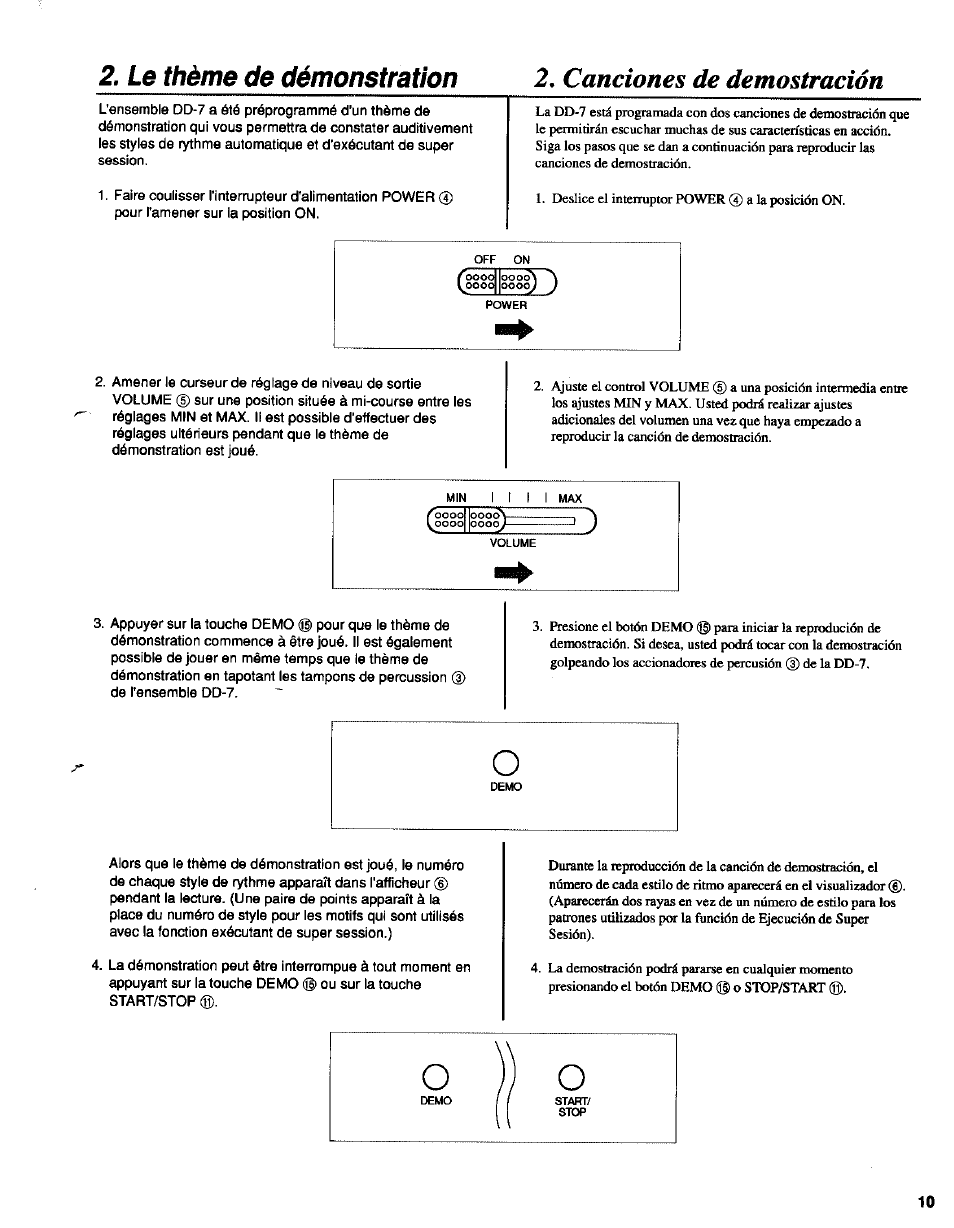 Canciones de demostración, Le thème de démonstration | Yamaha DD-7 User Manual | Page 7 / 23