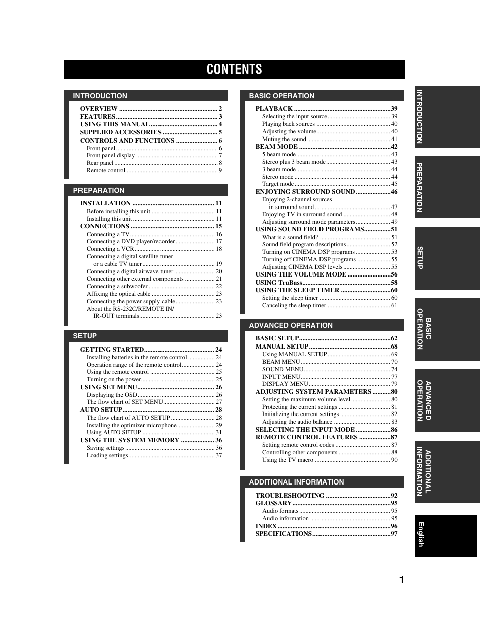 Yamaha Digital Sound Projector YSP-1000 User Manual | Page 3 / 102