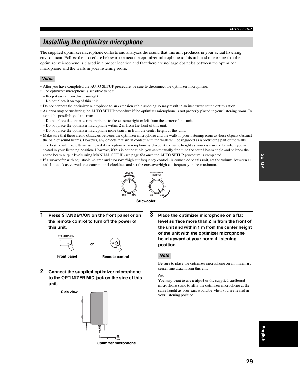 Installing the optimizer microphone | Yamaha Digital Sound Projector YSP-1000 User Manual | Page 31 / 102