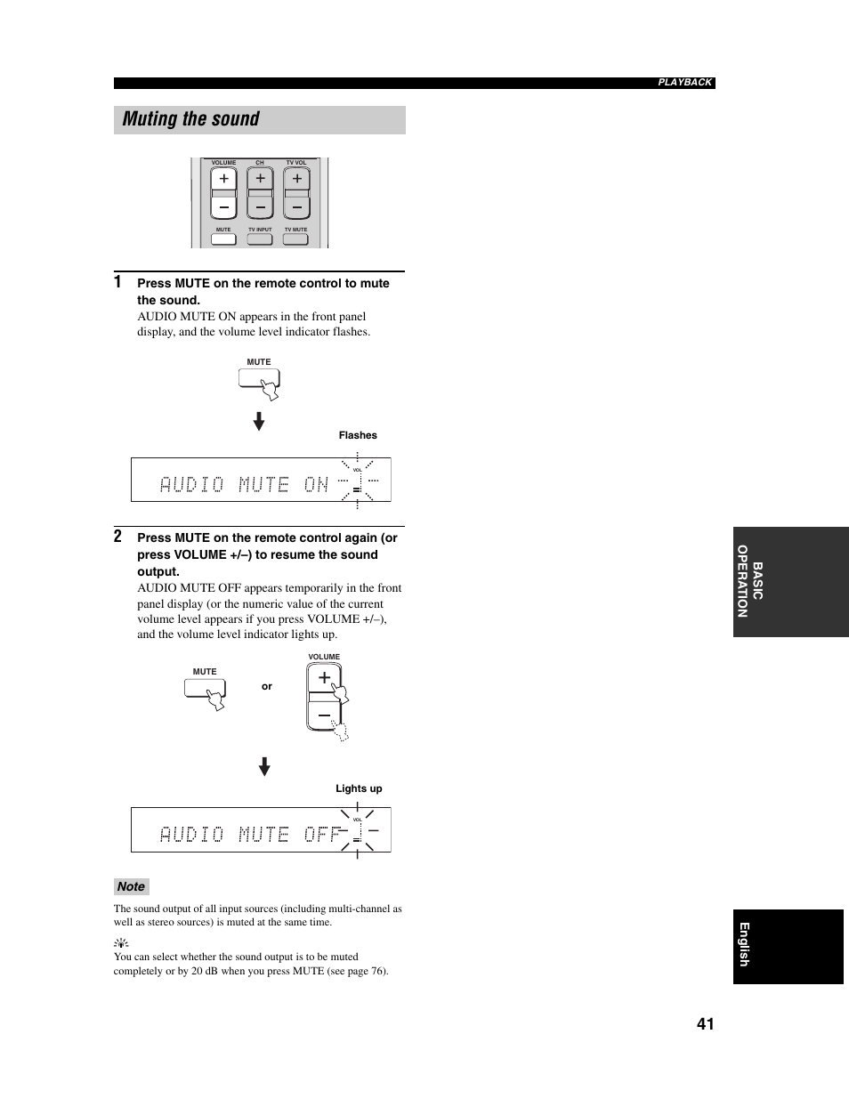 Muting the sound | Yamaha Digital Sound Projector YSP-1000 User Manual | Page 43 / 102