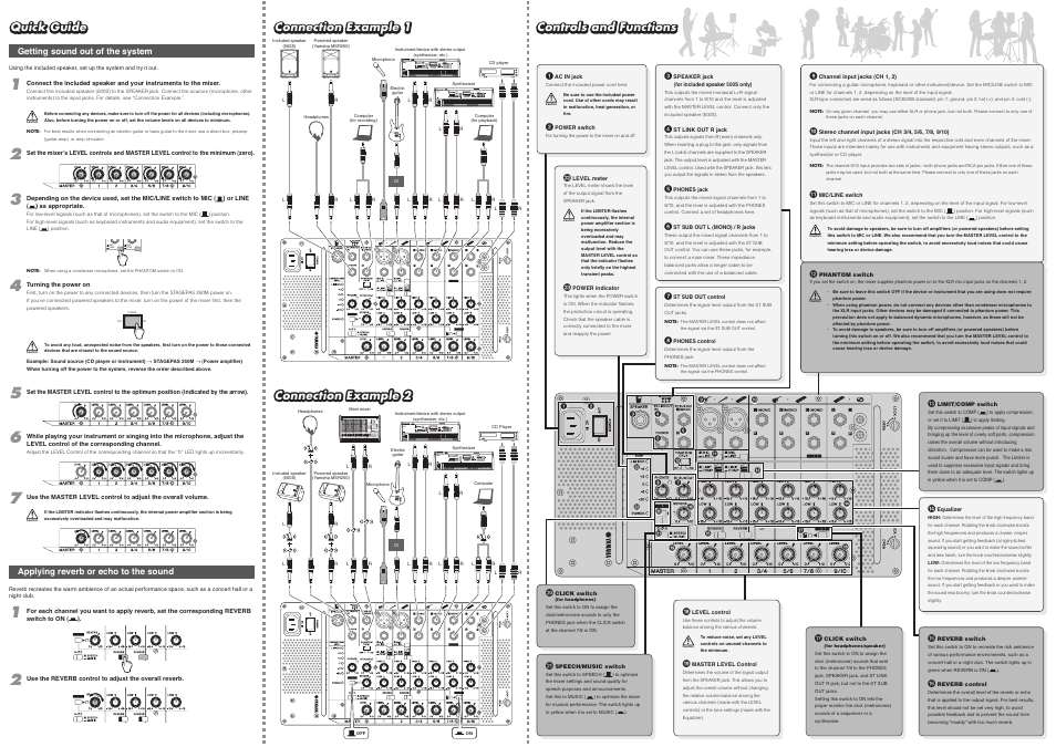 Quick guide, Connection example 2 | Yamaha STAGEPAS 250M User Manual | Page 2 / 2