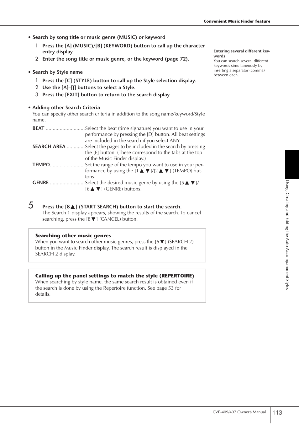 Yamaha CVP-409 User Manual | Page 113 / 226