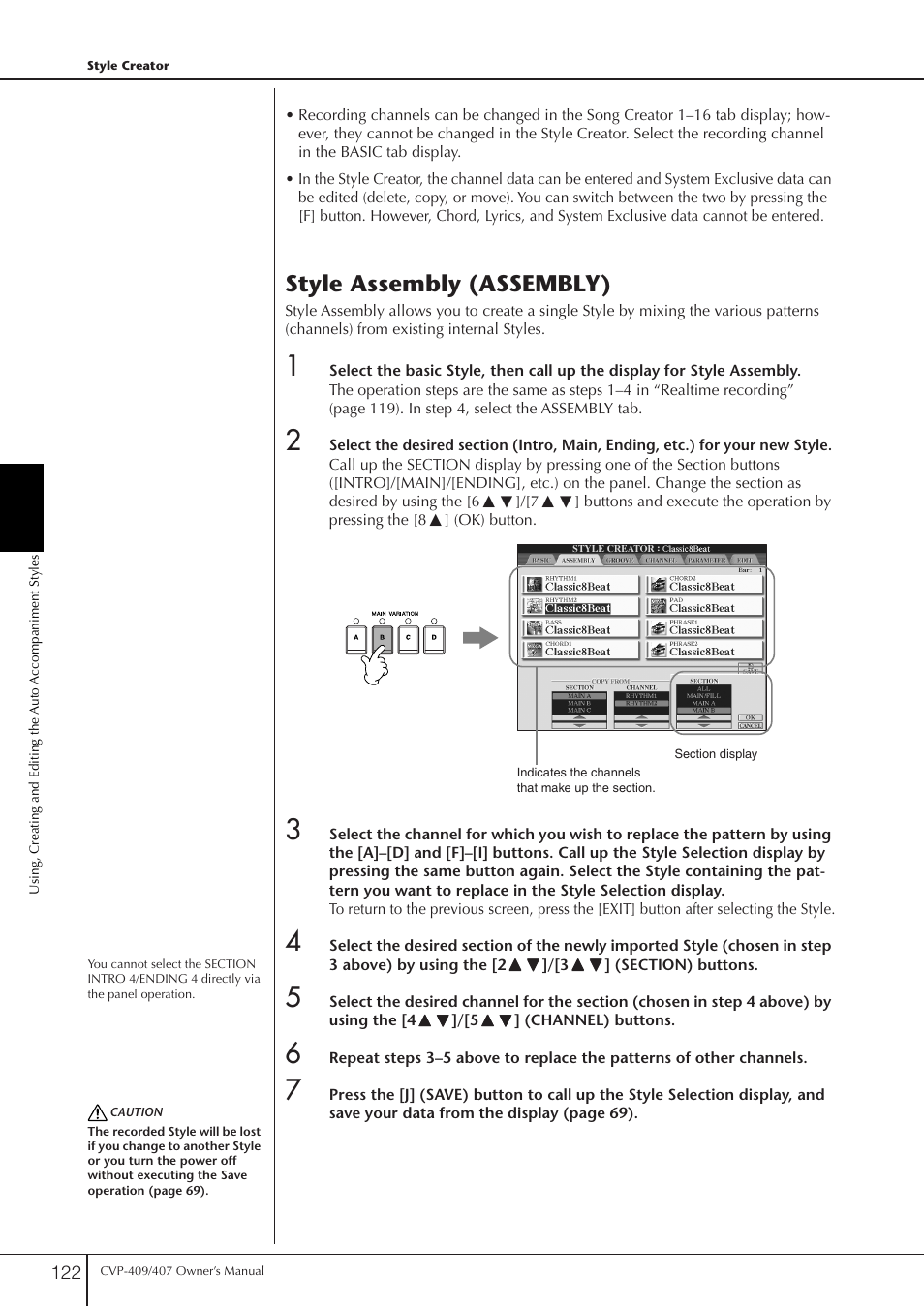Style assembly (assembly) | Yamaha CVP-409 User Manual | Page 122 / 226