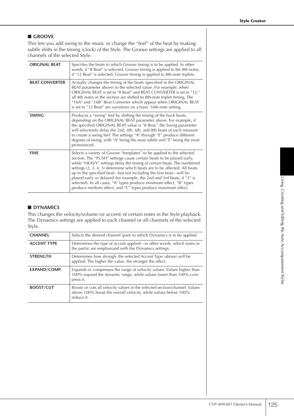 Yamaha CVP-409 User Manual | Page 125 / 226