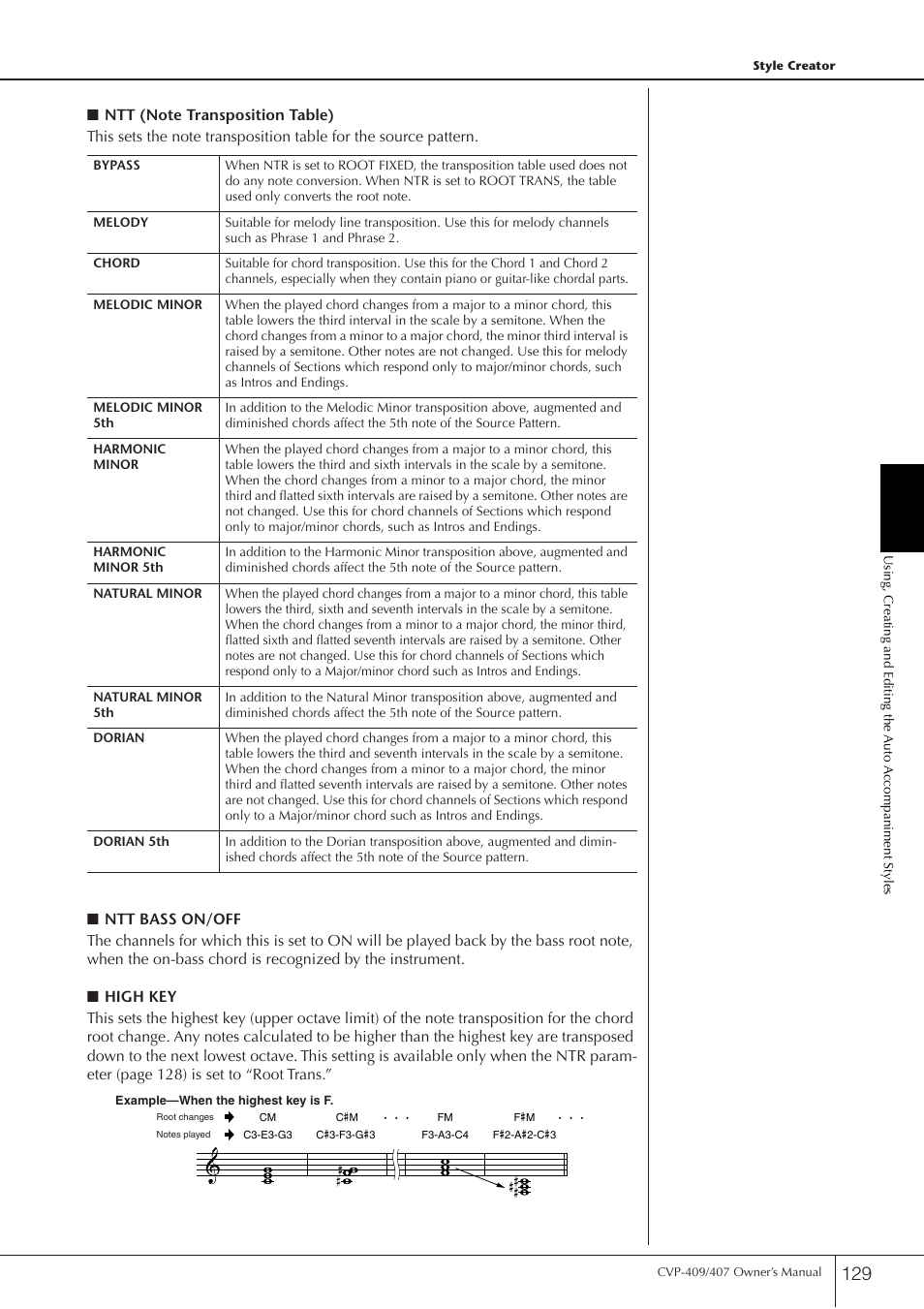 Yamaha CVP-409 User Manual | Page 129 / 226