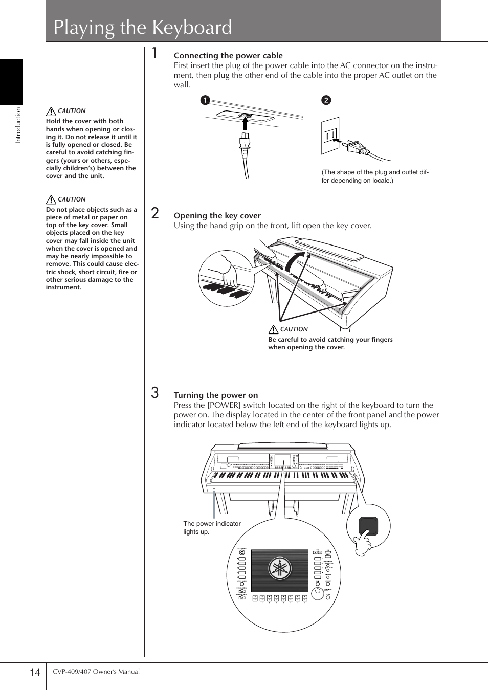 Playing the keyboard, P. 14 | Yamaha CVP-409 User Manual | Page 14 / 226